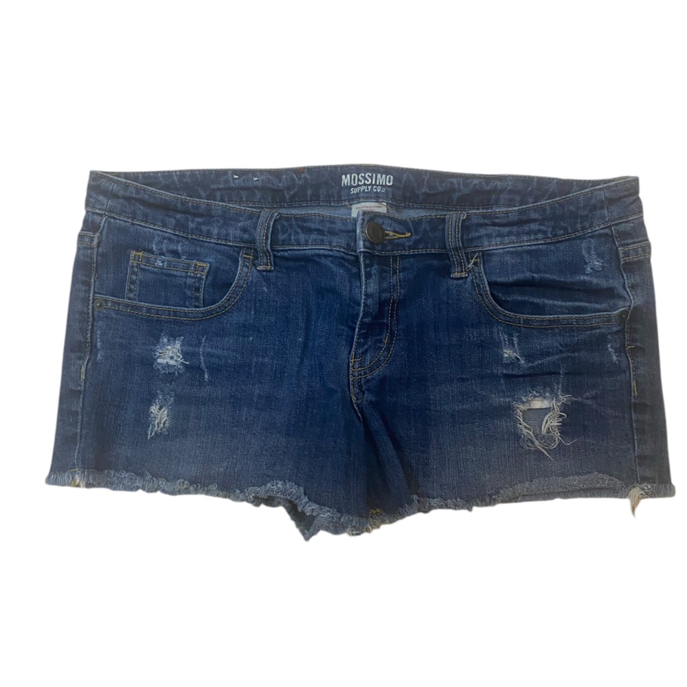 Mossimo Supply Co. Blue Jean Shorts Low-Rise Frayed Hem 15 Chine Target RN17730